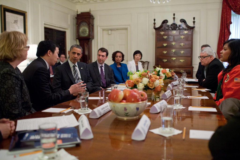 Andrew Yang and Barack Obama
