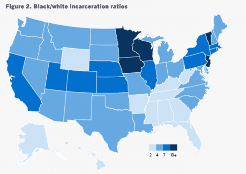 Racial Inequality incarceration map