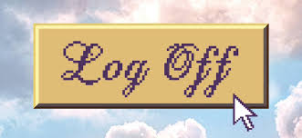 A selection from the cover of the book Log Off, by Katherine Cross. The selection contains the text Log Off written in cursive.