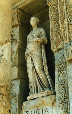 A statue of Sophia, an ancient goddess of wisdom or practical wisdom.