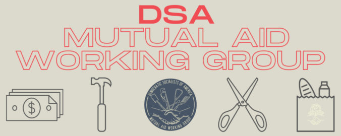 The logo for the DSA Mutual Aid working group, intended to present a DSA special interest.